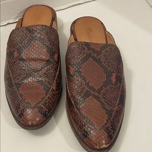Madewell Brown Snake Print Women's Mules